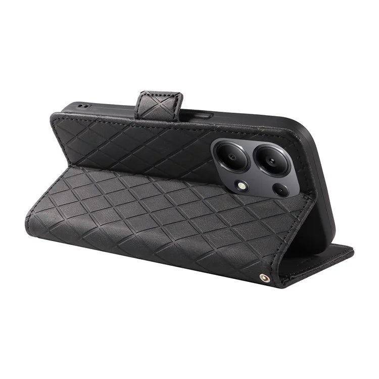For Xiaomi Redmi Note 13 Pro 4G / Poco M6 Pro 4G Magnetic Case Leather Wallet Cover with Rhombus Pattern
