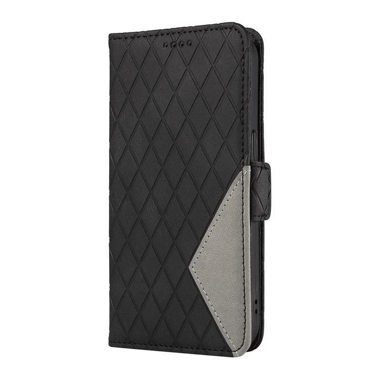For Xiaomi Redmi Note 13 Pro 4G / Poco M6 Pro 4G Magnetic Case Leather Wallet Cover with Rhombus Pattern