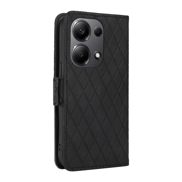 For Xiaomi Redmi Note 13 Pro 4G / Poco M6 Pro 4G Magnetic Case Leather Wallet Cover with Rhombus Pattern