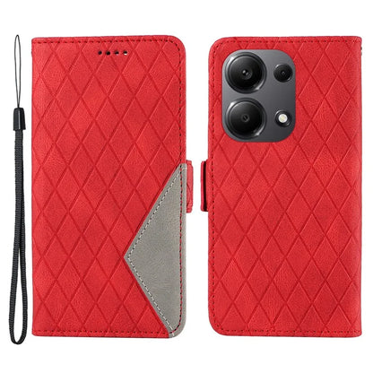 For Xiaomi Redmi Note 13 Pro 4G / Poco M6 Pro 4G Magnetic Case Leather Wallet Cover with Rhombus Pattern