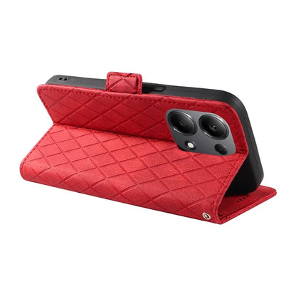 For Xiaomi Redmi Note 13 Pro 4G / Poco M6 Pro 4G Magnetic Case Leather Wallet Cover with Rhombus Pattern