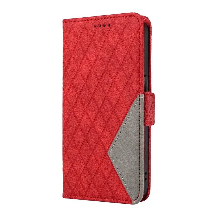 For Xiaomi Redmi Note 13 Pro 4G / Poco M6 Pro 4G Magnetic Case Leather Wallet Cover with Rhombus Pattern