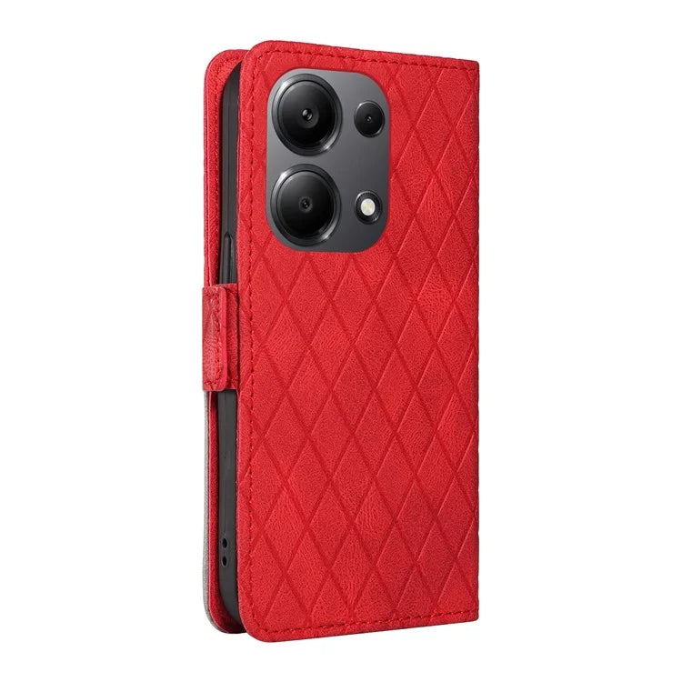 For Xiaomi Redmi Note 13 Pro 4G / Poco M6 Pro 4G Magnetic Case Leather Wallet Cover with Rhombus Pattern