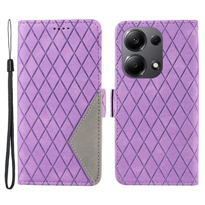For Xiaomi Redmi Note 13 Pro 4G / Poco M6 Pro 4G Magnetic Case Leather Wallet Cover with Rhombus Pattern