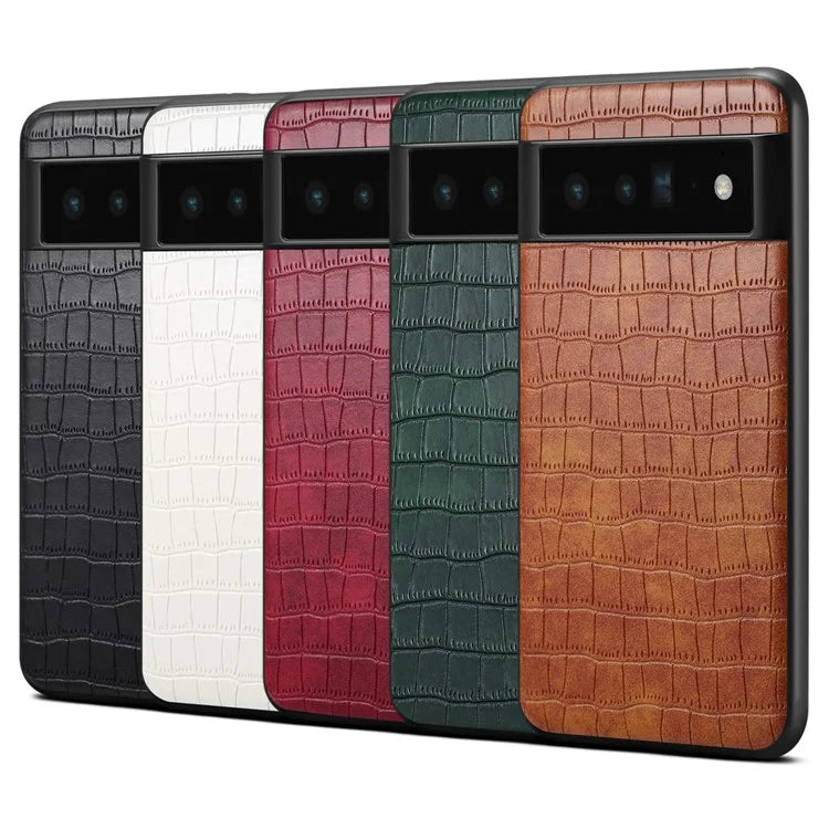 For Google Pixel 6 Pro 5G Cell Phone Cases Crocodile Textured Shockproof Back Shell