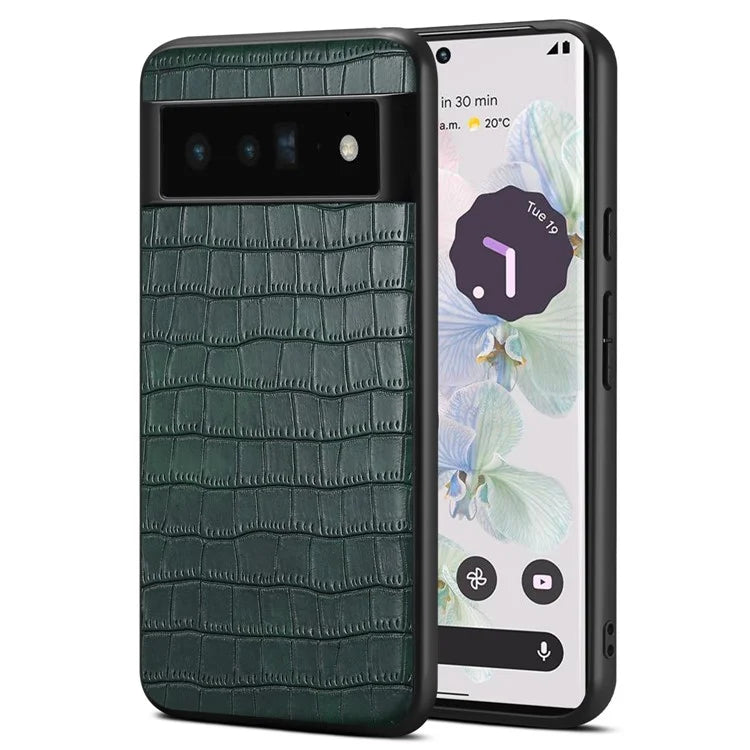 For Google Pixel 6 Pro 5G Cell Phone Cases Crocodile Textured Shockproof Back Shell