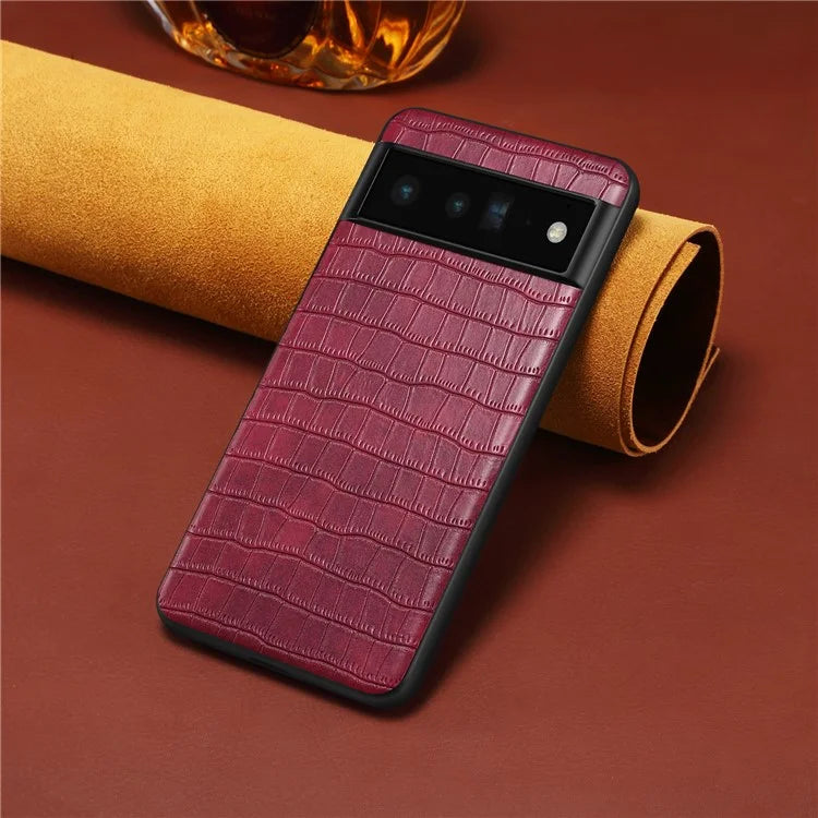 For Google Pixel 6 Pro 5G Cell Phone Cases Crocodile Textured Shockproof Back Shell
