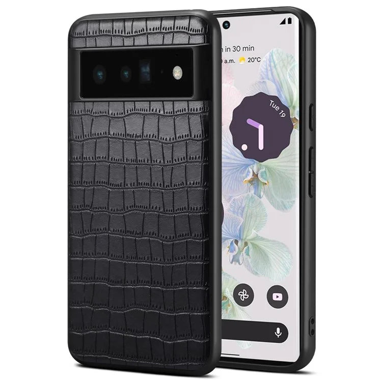 For Google Pixel 6 Pro 5G Cell Phone Cases Crocodile Textured Shockproof Back Shell