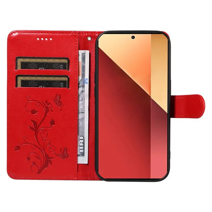 For Xiaomi Redmi Note 13 Pro 4G / Poco M6 Pro 4G Case Butterfly Flower Pattern Wallet Style Phone Cover