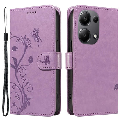 For Xiaomi Redmi Note 13 Pro 4G / Poco M6 Pro 4G Case Butterfly Flower Pattern Wallet Style Phone Cover