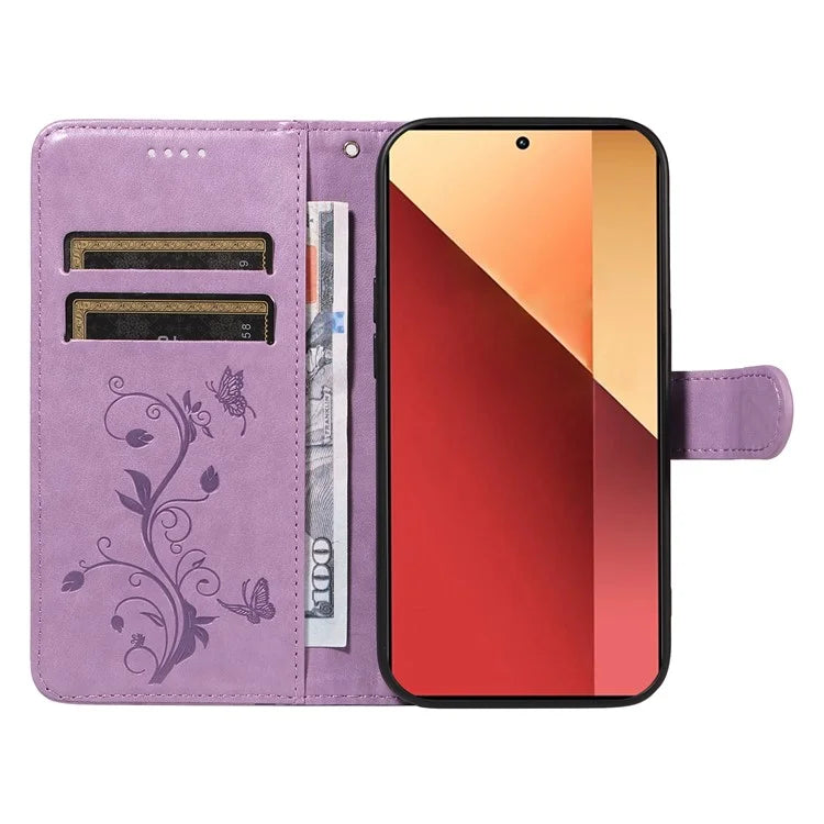 For Xiaomi Redmi Note 13 Pro 4G / Poco M6 Pro 4G Case Butterfly Flower Pattern Wallet Style Phone Cover