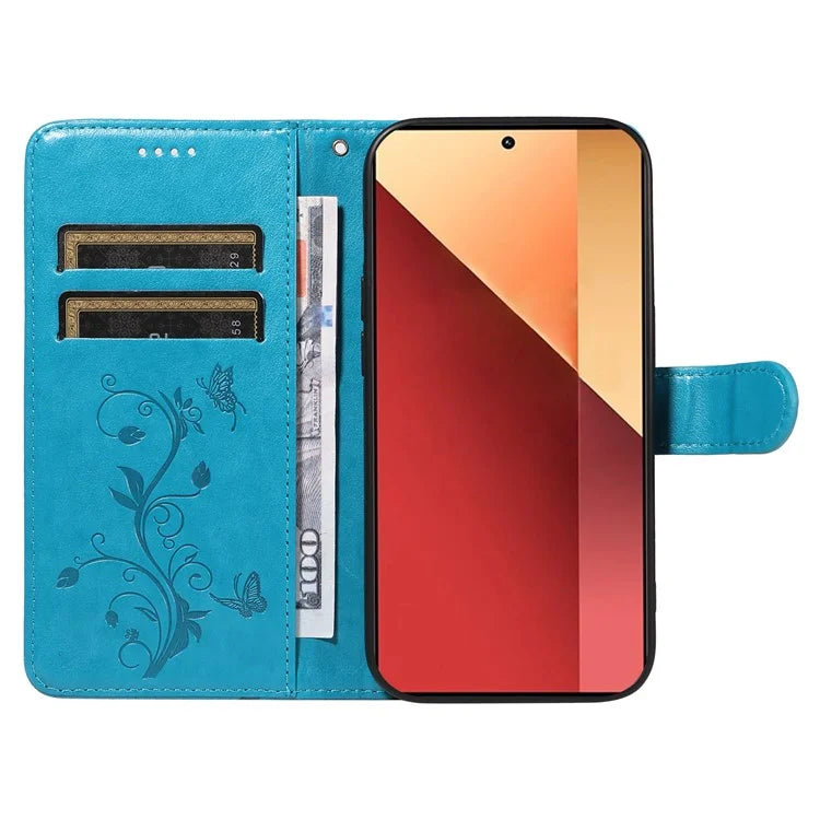 For Xiaomi Redmi Note 13 Pro 4G / Poco M6 Pro 4G Case Butterfly Flower Pattern Wallet Style Phone Cover