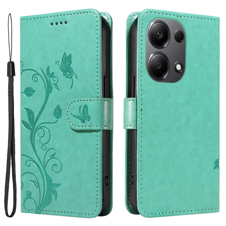 For Xiaomi Redmi Note 13 Pro 4G / Poco M6 Pro 4G Case Butterfly Flower Pattern Wallet Style Phone Cover