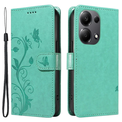 For Xiaomi Redmi Note 13 Pro 4G / Poco M6 Pro 4G Case Butterfly Flower Pattern Wallet Style Phone Cover