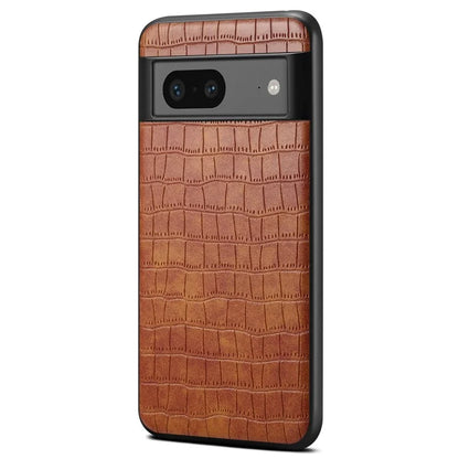 For Google Pixel 7a Case Drop-proof Crocodile Textured PU+PC+TPU Phone Protector