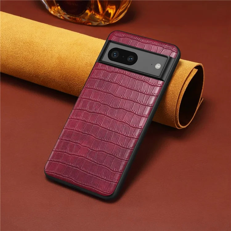 For Google Pixel 7a Case Drop-proof Crocodile Textured PU+PC+TPU Phone Protector
