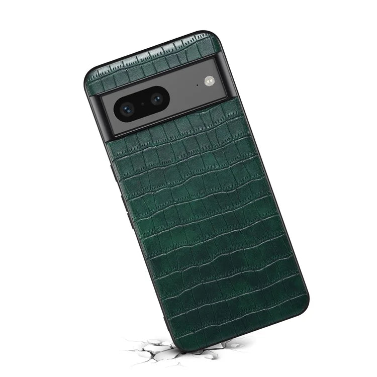 For Google Pixel 7a Case Drop-proof Crocodile Textured PU+PC+TPU Phone Protector