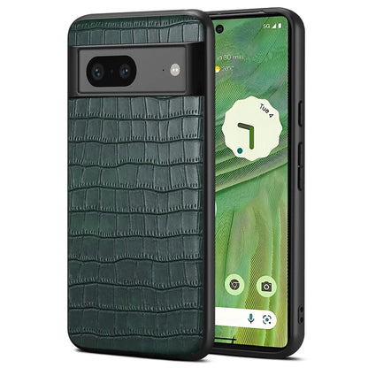 For Google Pixel 7a Case Drop-proof Crocodile Textured PU+PC+TPU Phone Protector