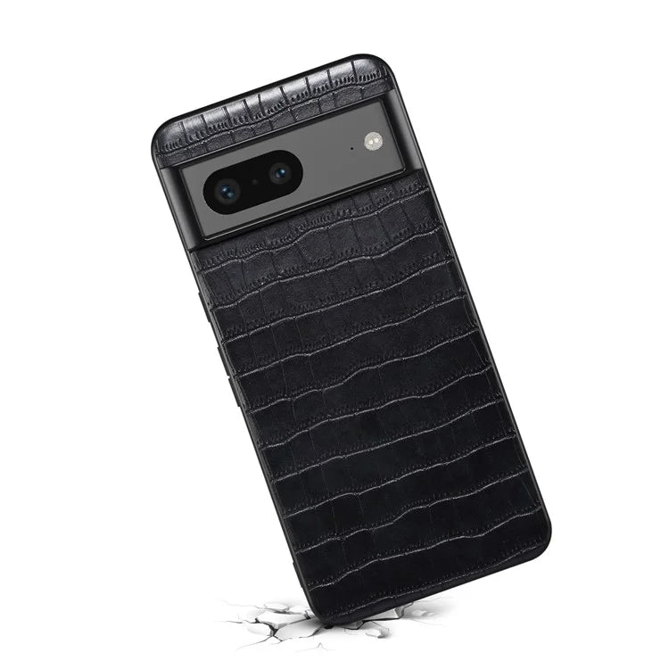 For Google Pixel 7a Case Drop-proof Crocodile Textured PU+PC+TPU Phone Protector