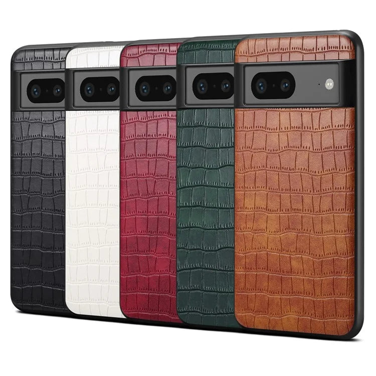 For Google Pixel 7a Case Drop-proof Crocodile Textured PU+PC+TPU Phone Protector