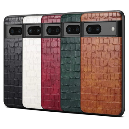 For Google Pixel 7a Case Drop-proof Crocodile Textured PU+PC+TPU Phone Protector