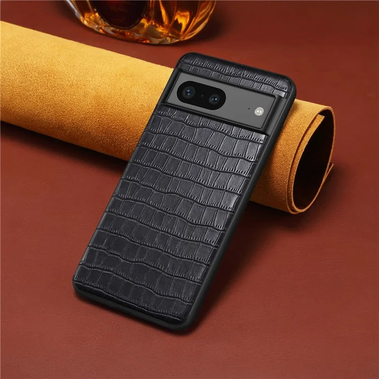 For Google Pixel 7a Case Drop-proof Crocodile Textured PU+PC+TPU Phone Protector
