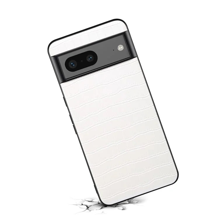 For Google Pixel 7a Case Drop-proof Crocodile Textured PU+PC+TPU Phone Protector