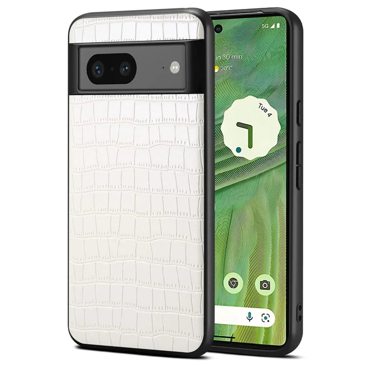 For Google Pixel 7a Case Drop-proof Crocodile Textured PU+PC+TPU Phone Protector