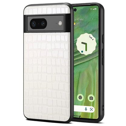 For Google Pixel 7a Case Drop-proof Crocodile Textured PU+PC+TPU Phone Protector