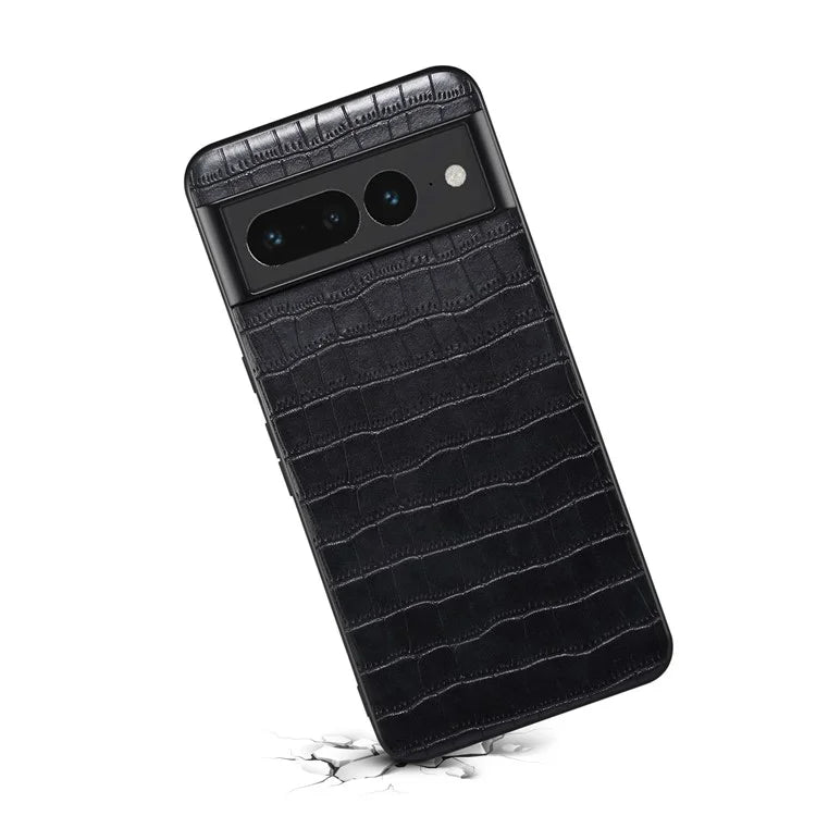 For Google Pixel 7 Pro 5G Back Case Crocodile Textured Shockproof Phone Cover