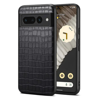 For Google Pixel 7 Pro 5G Back Case Crocodile Textured Shockproof Phone Cover