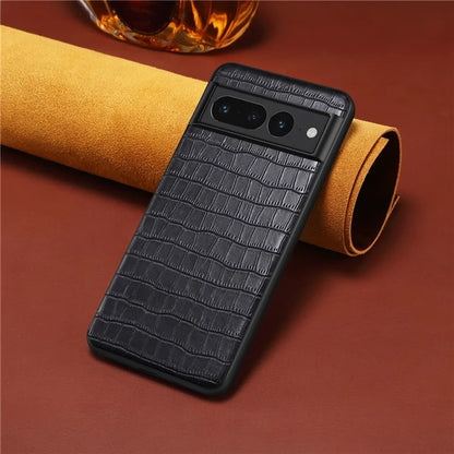 For Google Pixel 7 Pro 5G Back Case Crocodile Textured Shockproof Phone Cover