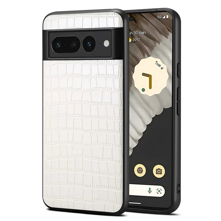 For Google Pixel 7 Pro 5G Back Case Crocodile Textured Shockproof Phone Cover