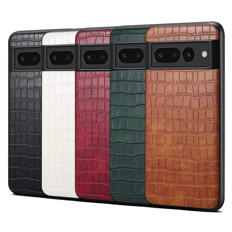 For Google Pixel 7 Pro 5G Back Case Crocodile Textured Shockproof Phone Cover