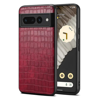 For Google Pixel 7 Pro 5G Back Case Crocodile Textured Shockproof Phone Cover