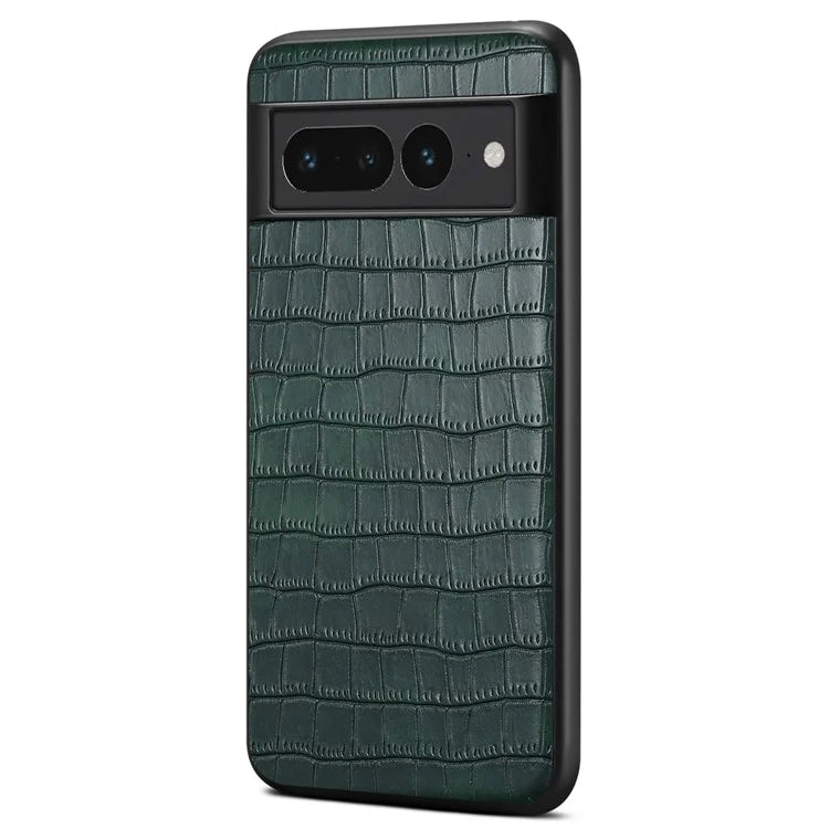 For Google Pixel 7 Pro 5G Back Case Crocodile Textured Shockproof Phone Cover