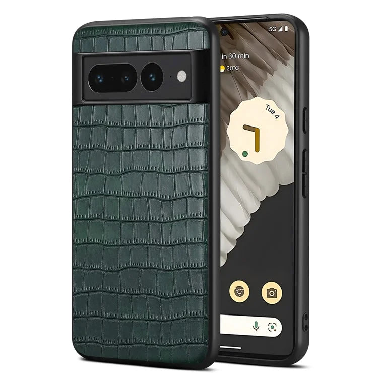 For Google Pixel 7 Pro 5G Back Case Crocodile Textured Shockproof Phone Cover