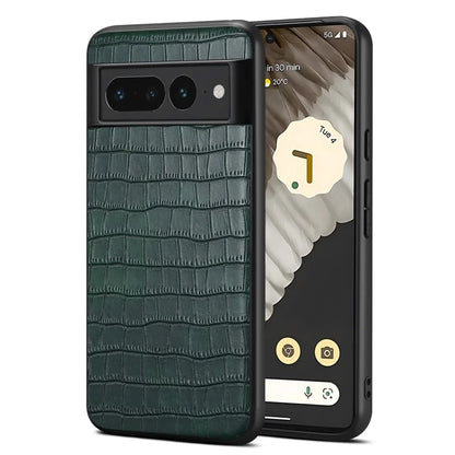 For Google Pixel 7 Pro 5G Back Case Crocodile Textured Shockproof Phone Cover