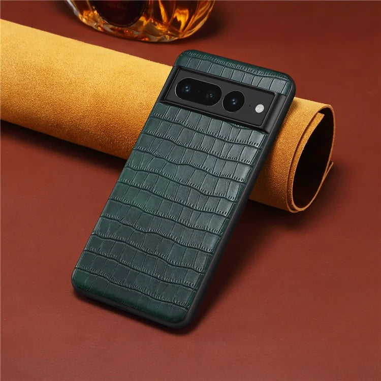 For Google Pixel 7 Pro 5G Back Case Crocodile Textured Shockproof Phone Cover