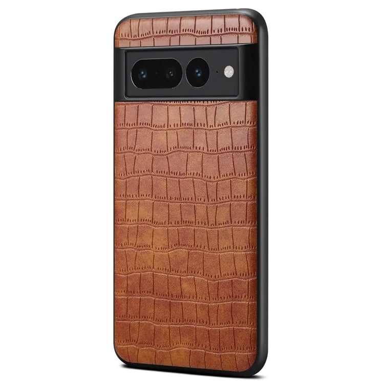 For Google Pixel 7 Pro 5G Back Case Crocodile Textured Shockproof Phone Cover