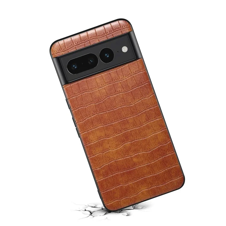 For Google Pixel 7 Pro 5G Back Case Crocodile Textured Shockproof Phone Cover