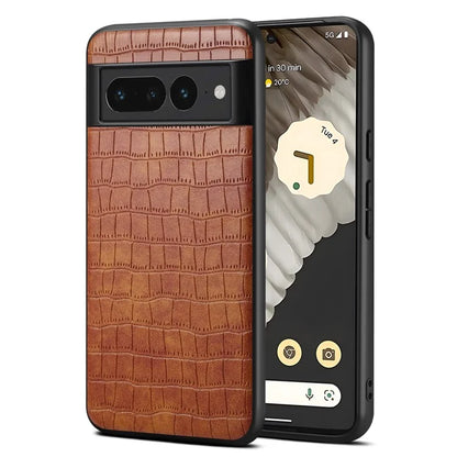 For Google Pixel 7 Pro 5G Back Case Crocodile Textured Shockproof Phone Cover