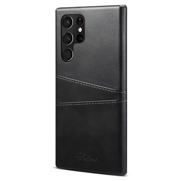 SUTENI For Samsung Galaxy S24 Ultra Case Calf Texture PU Leather Coated PC Back Shell