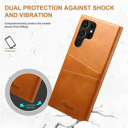 SUTENI For Samsung Galaxy S24 Ultra Case Calf Texture PU Leather Coated PC Back Shell