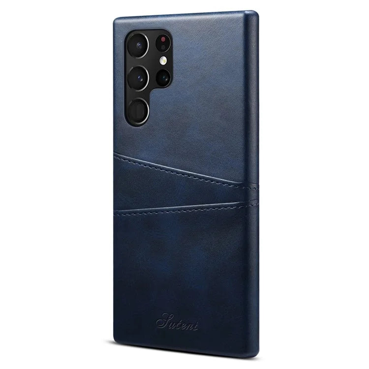 SUTENI For Samsung Galaxy S24 Ultra Case Calf Texture PU Leather Coated PC Back Shell