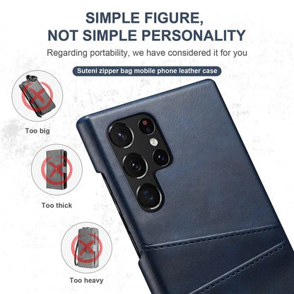 SUTENI For Samsung Galaxy S24 Ultra Case Calf Texture PU Leather Coated PC Back Shell