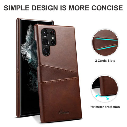 SUTENI For Samsung Galaxy S24 Ultra Case Calf Texture PU Leather Coated PC Back Shell