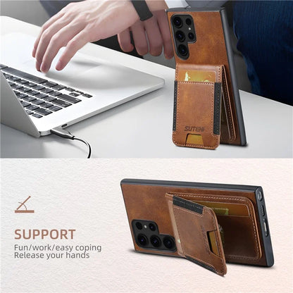 SUTENI H03 For Samsung Galaxy S24 Ultra Case Waxy Texture Vertical Flip Protective Shell