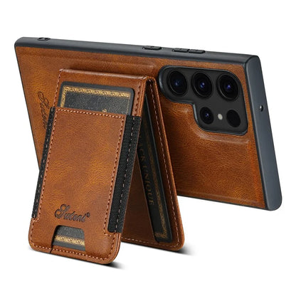 SUTENI H17 For Samsung Galaxy S24 Ultra Magnetic Case Waxy Texture Detachable Card Holder Phone Cover