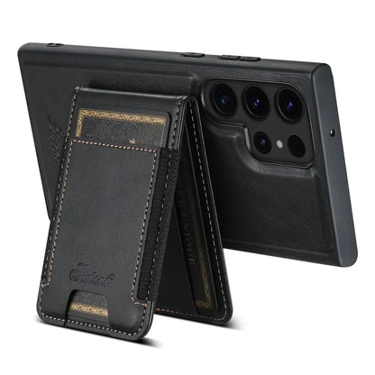 SUTENI H17 For Samsung Galaxy S24 Ultra Magnetic Case Waxy Texture Detachable Card Holder Phone Cover